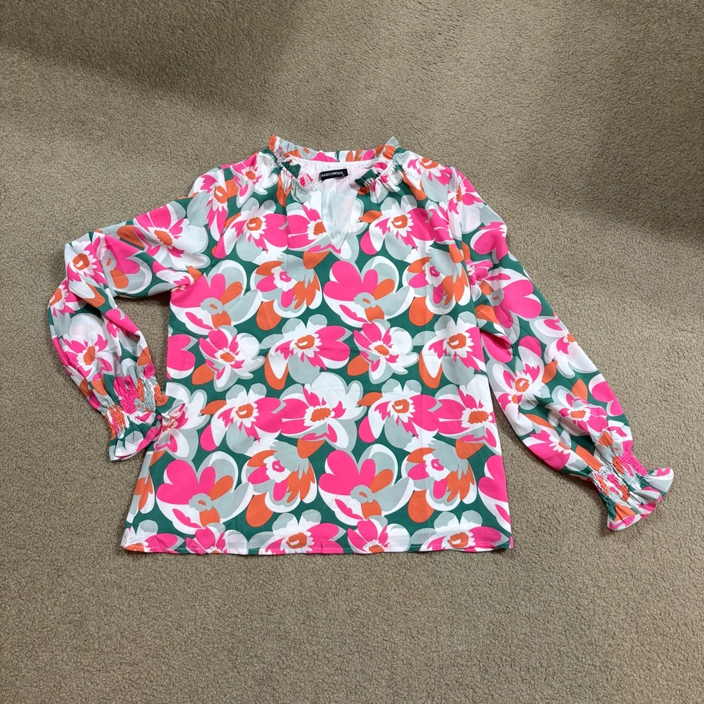 Mascomoda Bright Floral Long Sleeve Women's Top Med